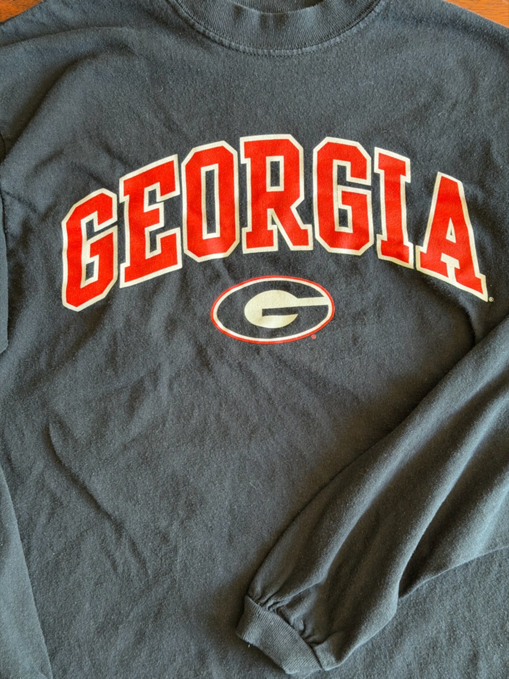 Georgia Arch Logo Long Sleeve Crewneck - Navy with Red/White - Picture 4 of 6